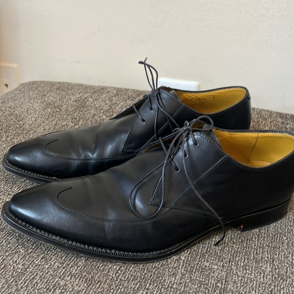 Boss Hugo Boss Mens Lace Up Wing Tip Oxford Black‎ Leather Shoes 9